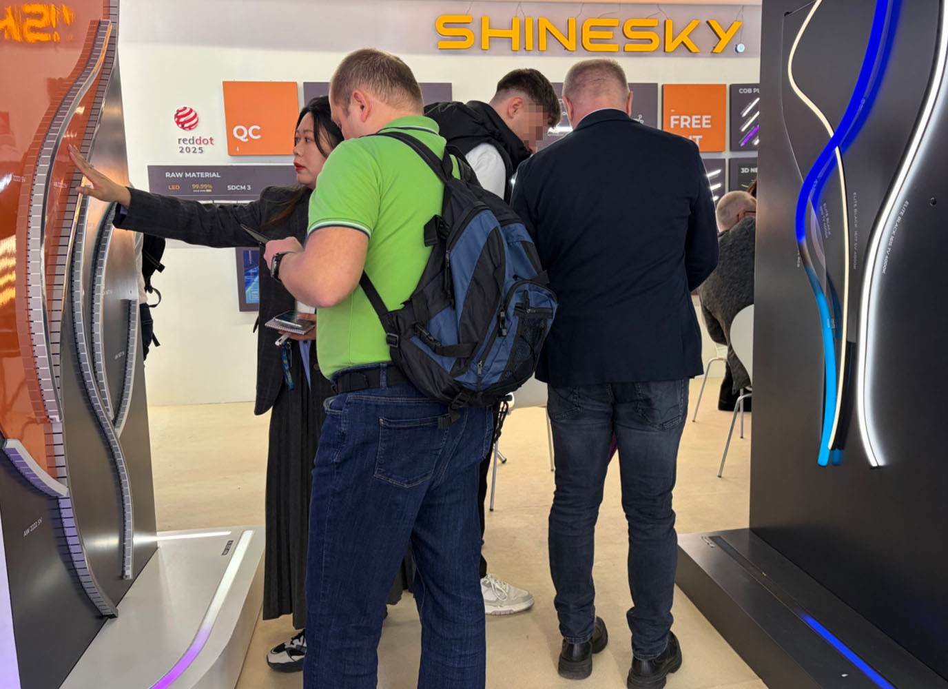 Wall of SHINESKY LED neon samples at the 2026 Frankfurt exhibition